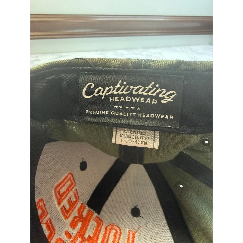 Captivating Headwear Locked and Loaded Camo Trucker Hat Mens Black Orange OSFM